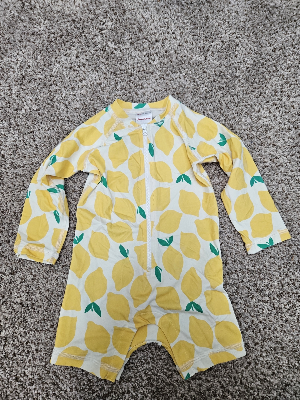 Hanna Andersson Yellow Lemon Zip-Front Rashguard 18-24m